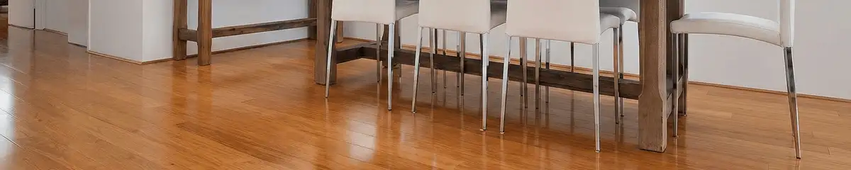 Professionally installed and refinished bamboo flooring in a residential home, showcasing smooth finish and natural wood tones in Las Vegas, NV