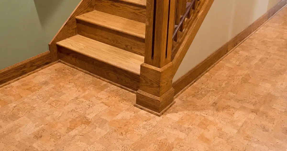 End of a staircase with cork flooring in Las Vegas, NV