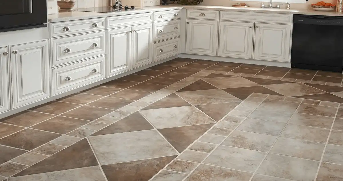 Kitchen with white cabinets and a professionally installed tile floor in Las Vegas, NV